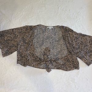 American Eagle cropped tie-front blouse